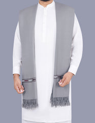 L Grey Plain Wool Blend Men Shawl