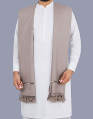 D Grey Plain Wool Blend Men Shawl