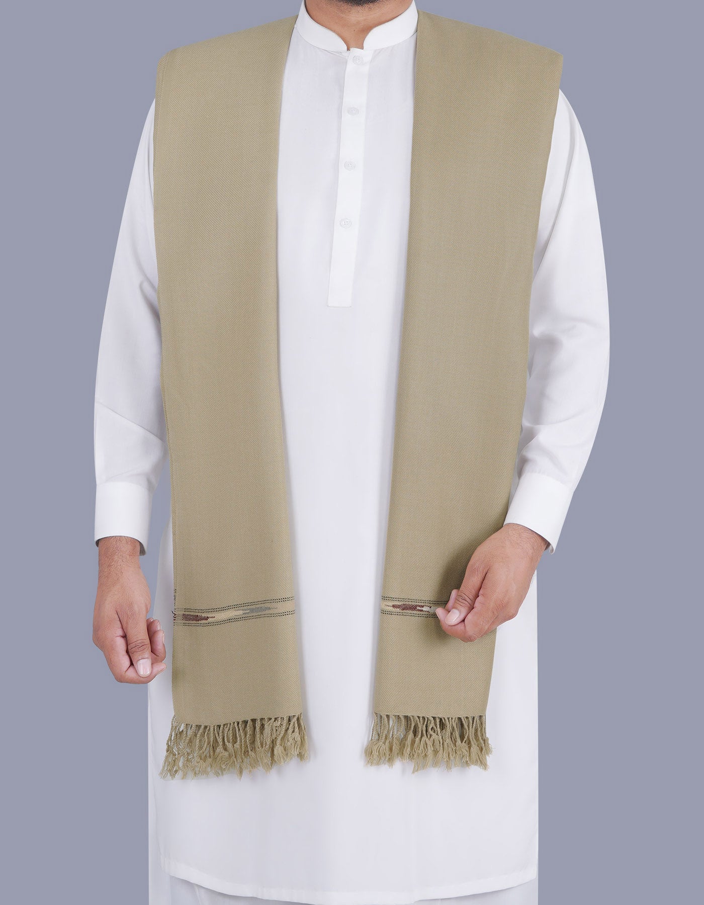 D Fawn Plain Wool Blend Men Shawl