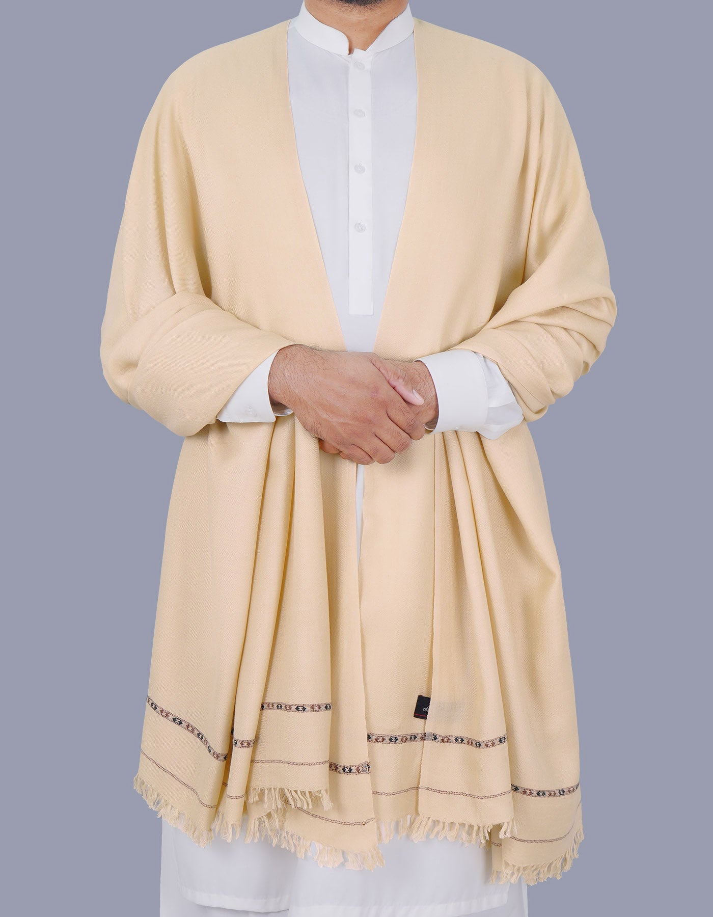 Fawn Plain 100% Wool Men Shawl