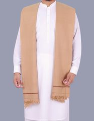L Camel Plain 100% Wool Men Shawl