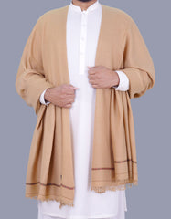 L Camel Plain 100% Wool Men Shawl