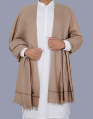 L Brown Plain 100% Wool Men Shawl