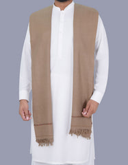 L Brown Plain 100% Wool Men Shawl