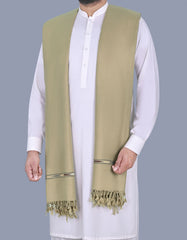 L Green Plain Wool Blend Men Shawl