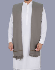 L Olive Plain Wool Blend Men Shawl