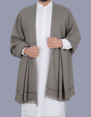 L Olive Plain Wool Blend Men Shawl
