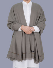 L Olive Plain Wool Blend Men Shawl