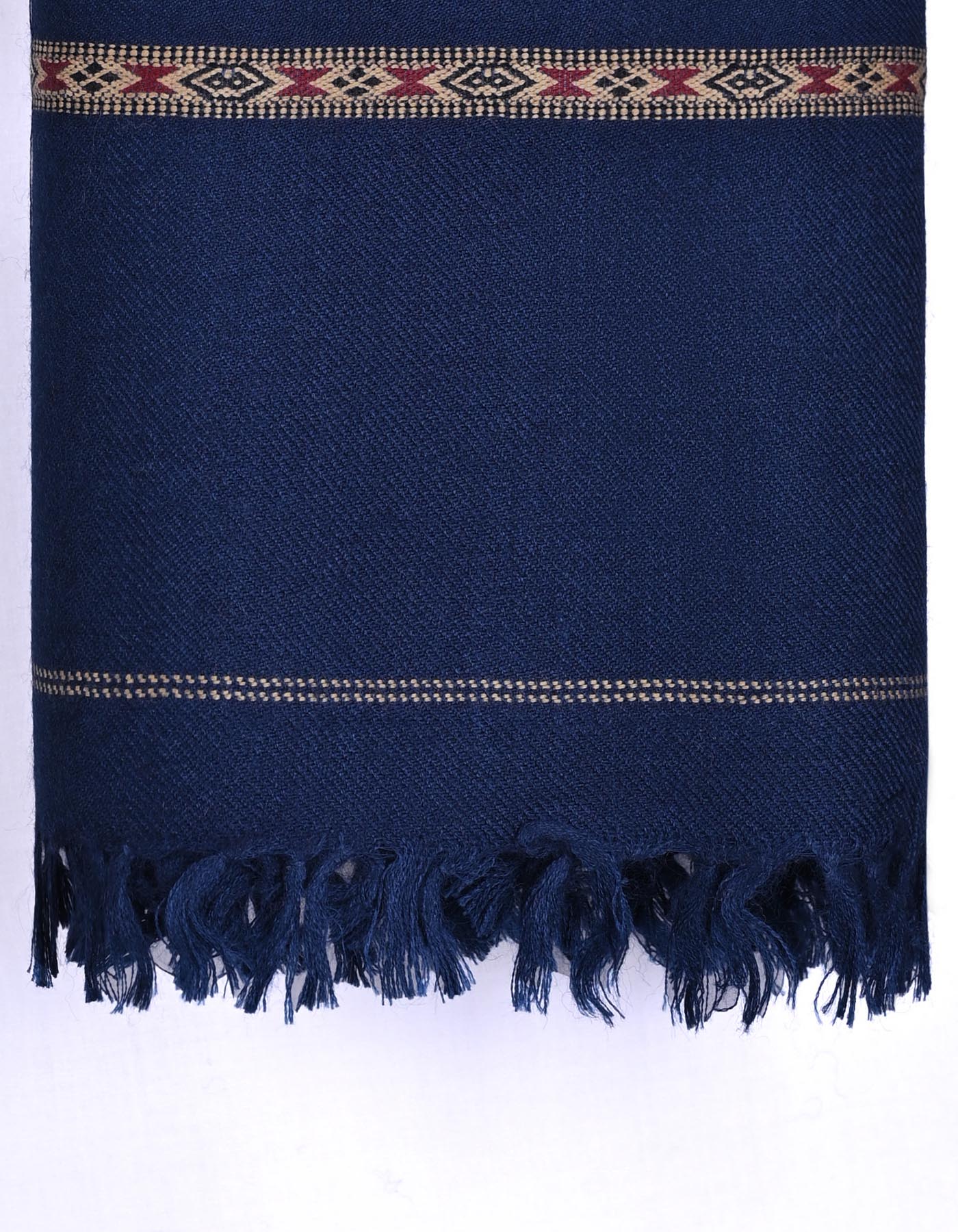 Navy Plain Wool Blend Men Shawl