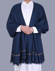 Navy Plain Wool Blend Men Shawl
