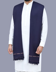 Navy Plain Wool Blend Men Shawl