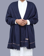 Navy Plain Wool Blend Men Shawl