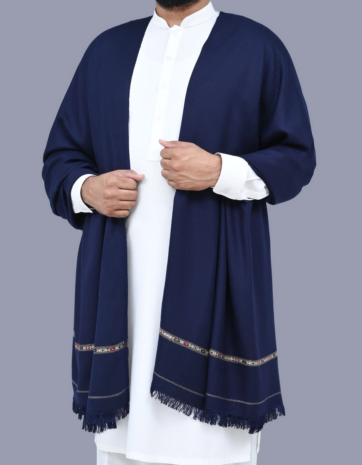 Navy Plain 100% Acrylic Men Shawl