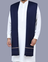 Navy Plain 100% Acrylic Men Shawl