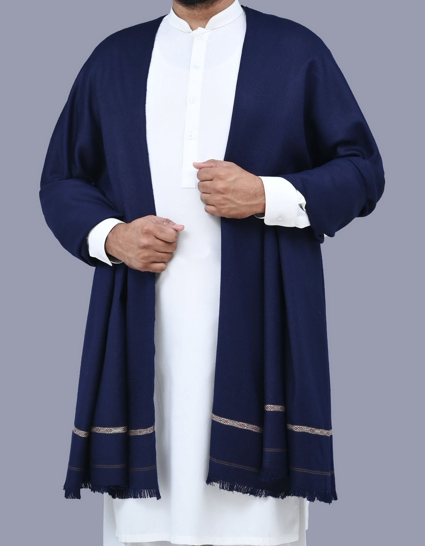 Navy Plain 100% Acrylic Men Shawl