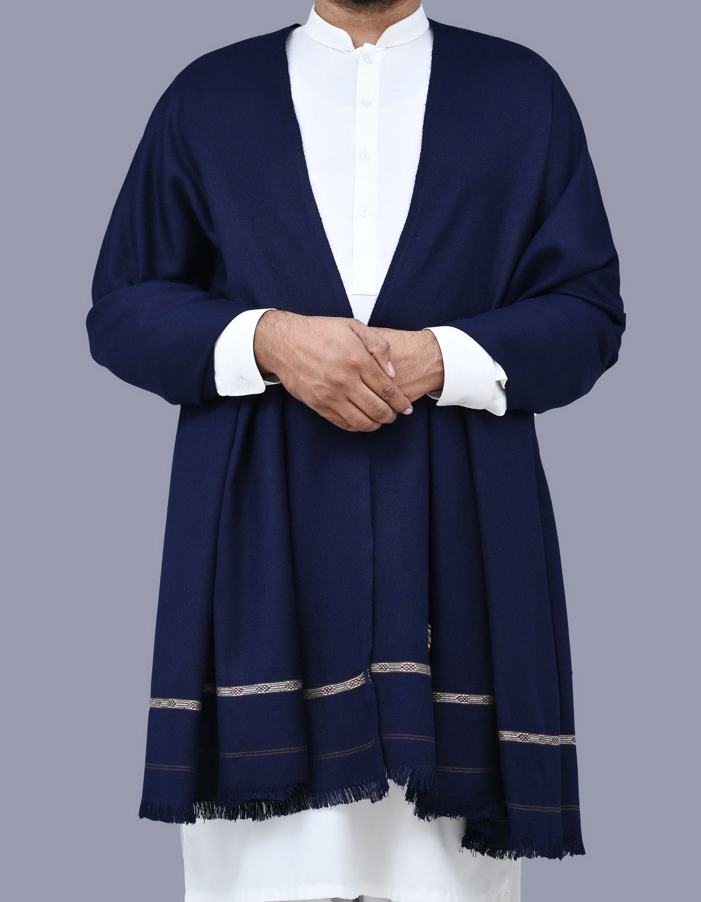 Navy Plain 100% Acrylic Men Shawl