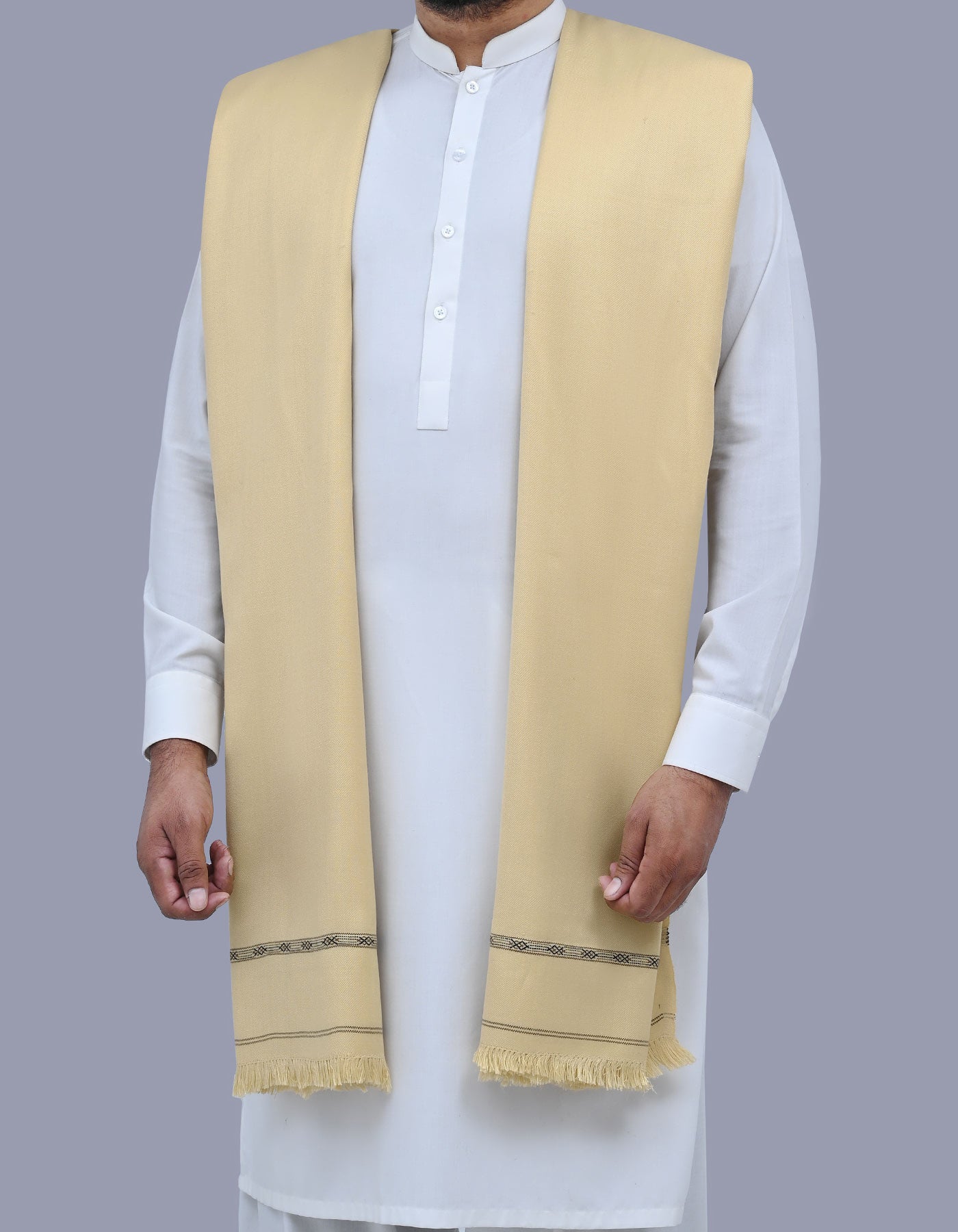 Beige Plain 100% Acrylic Men Shawl