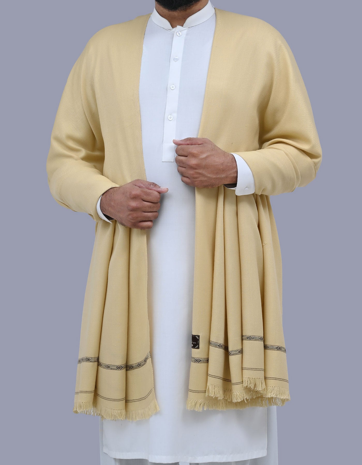Beige Plain 100% Acrylic Men Shawl