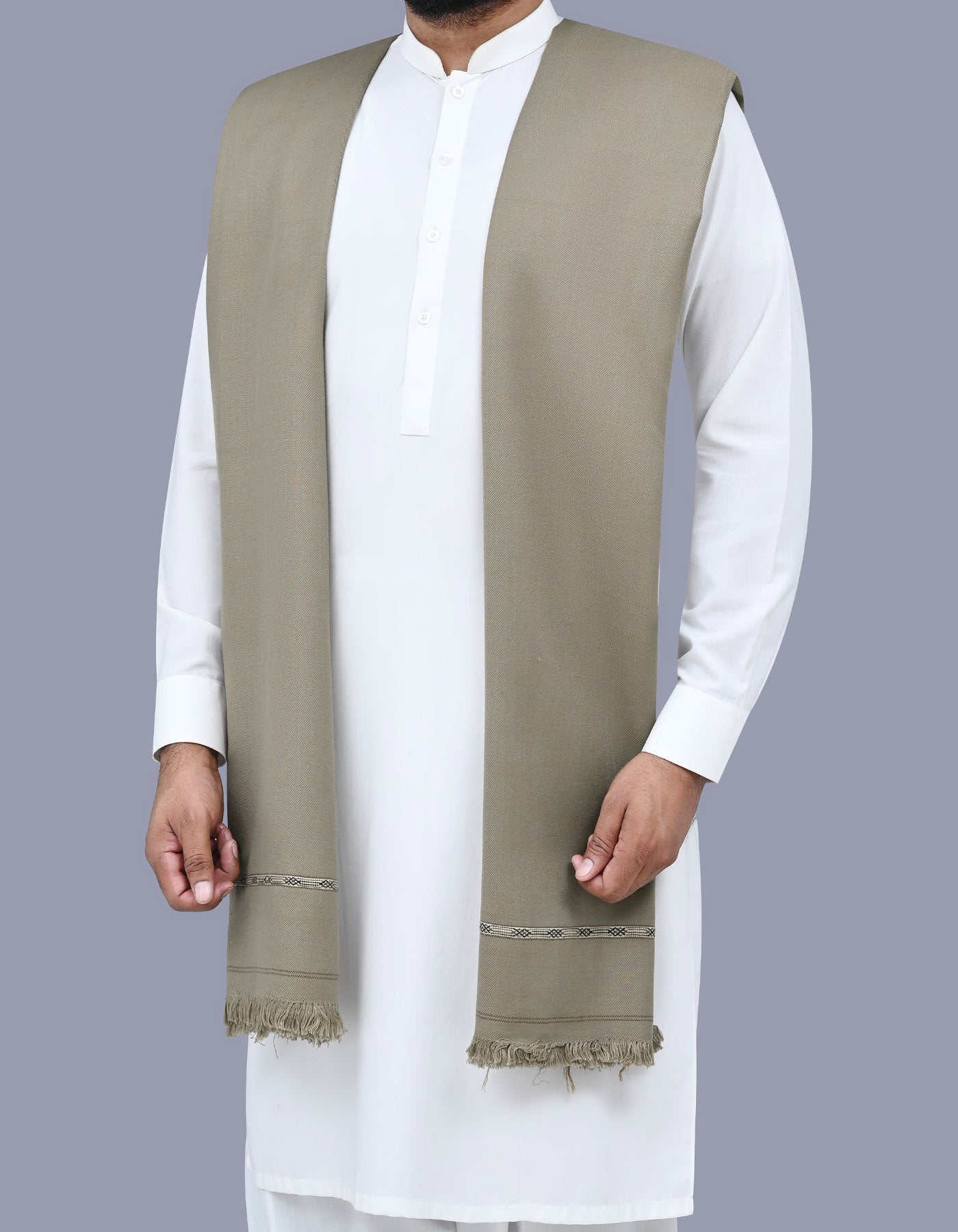L Brown Plain 100% Acrylic Men Shawl