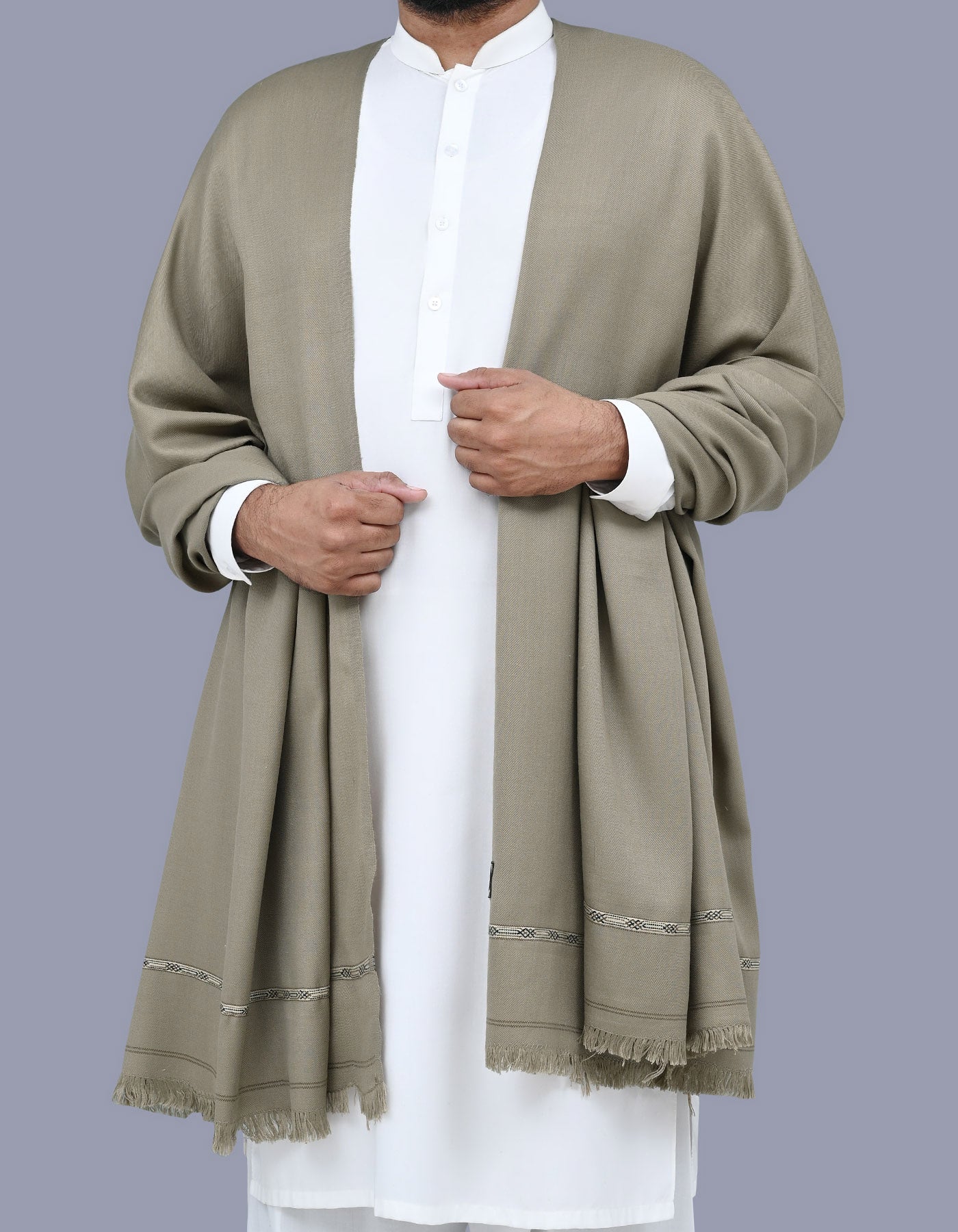 L Brown Plain 100% Acrylic Men Shawl