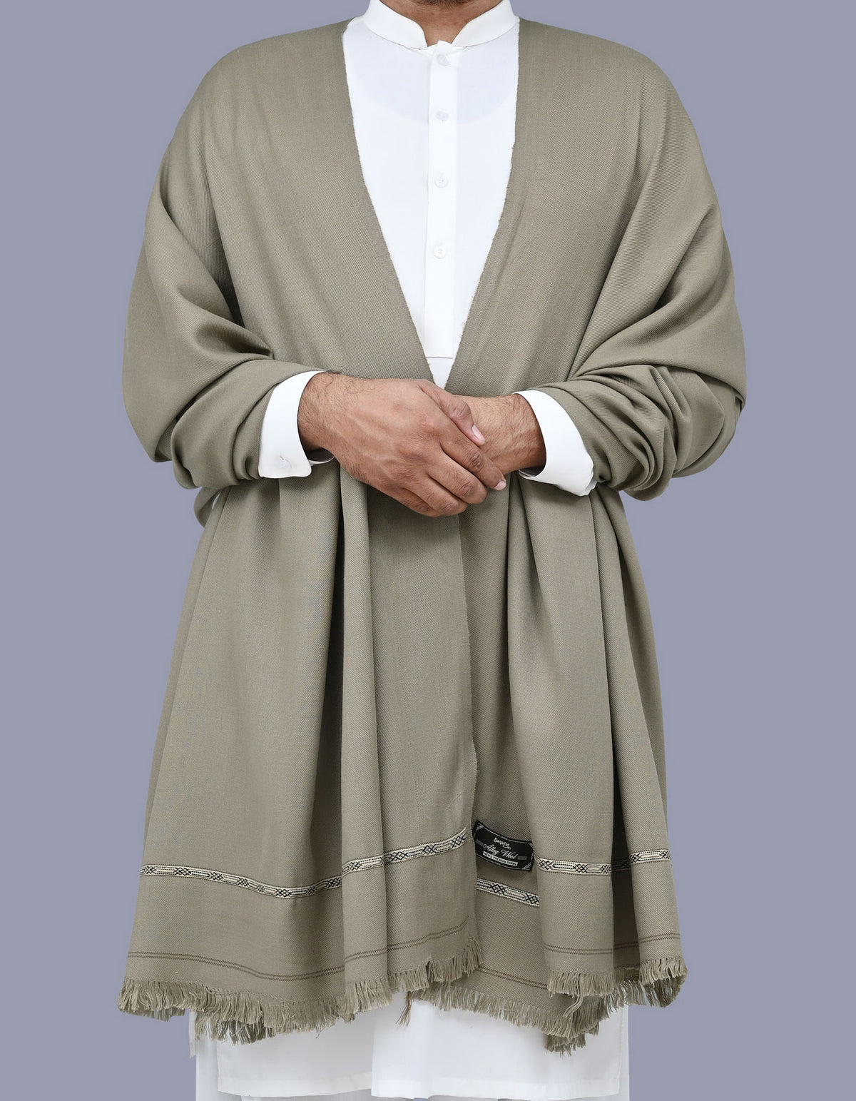 L Brown Plain 100% Acrylic Men Shawl