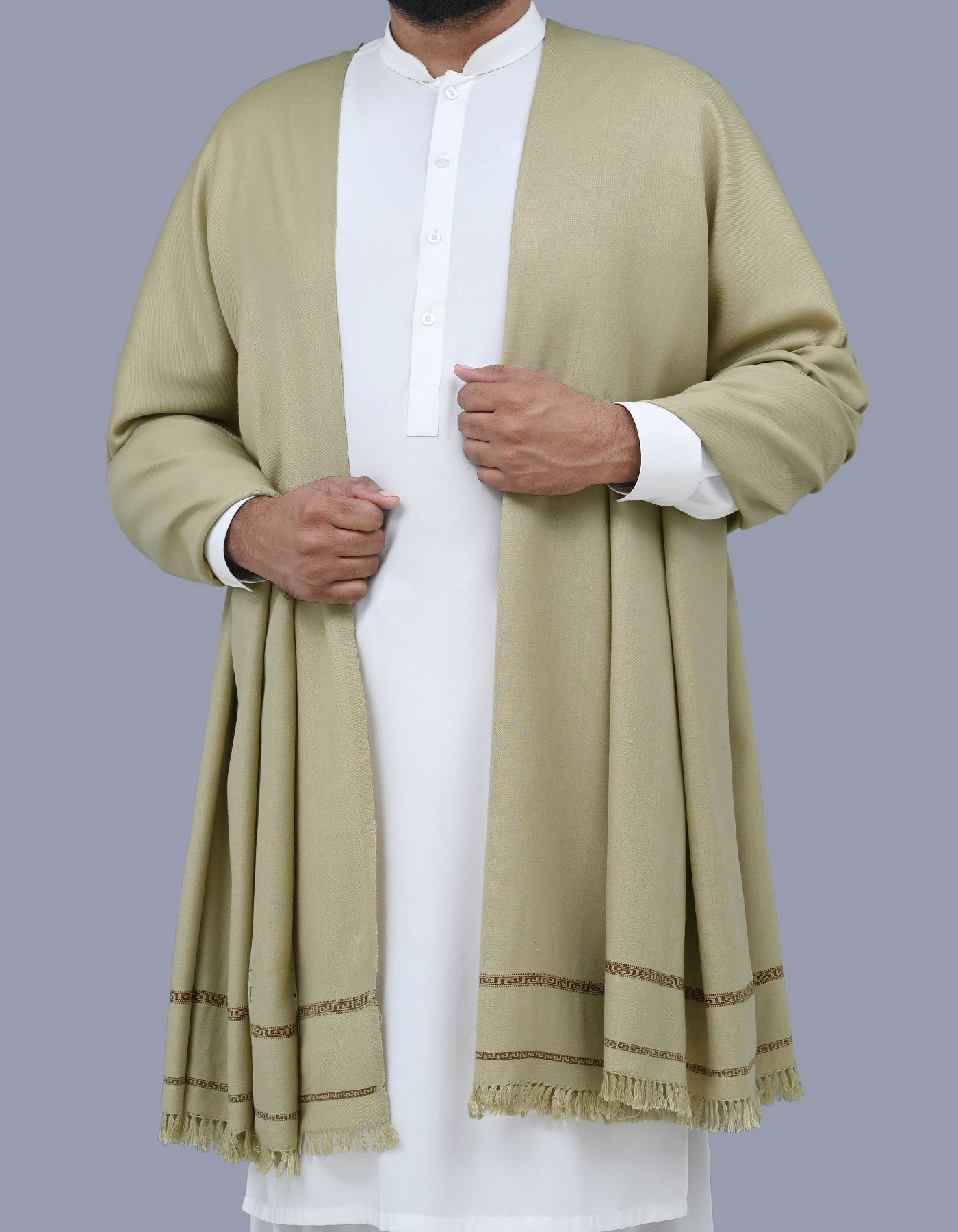 Grey Plain 100% Acrylic Men Shawl