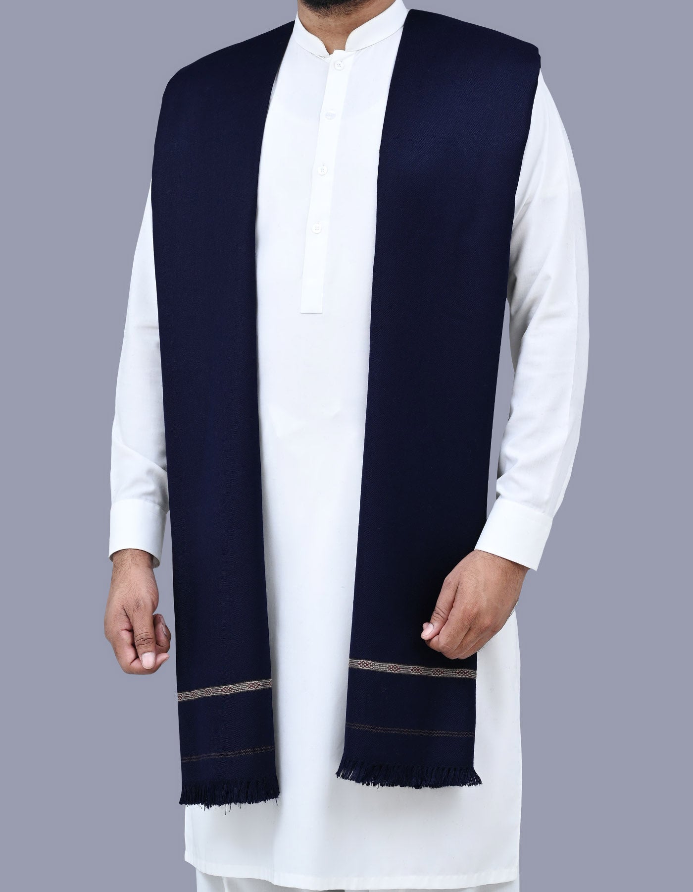 Navy Plain 100% Acrylic Men Shawl
