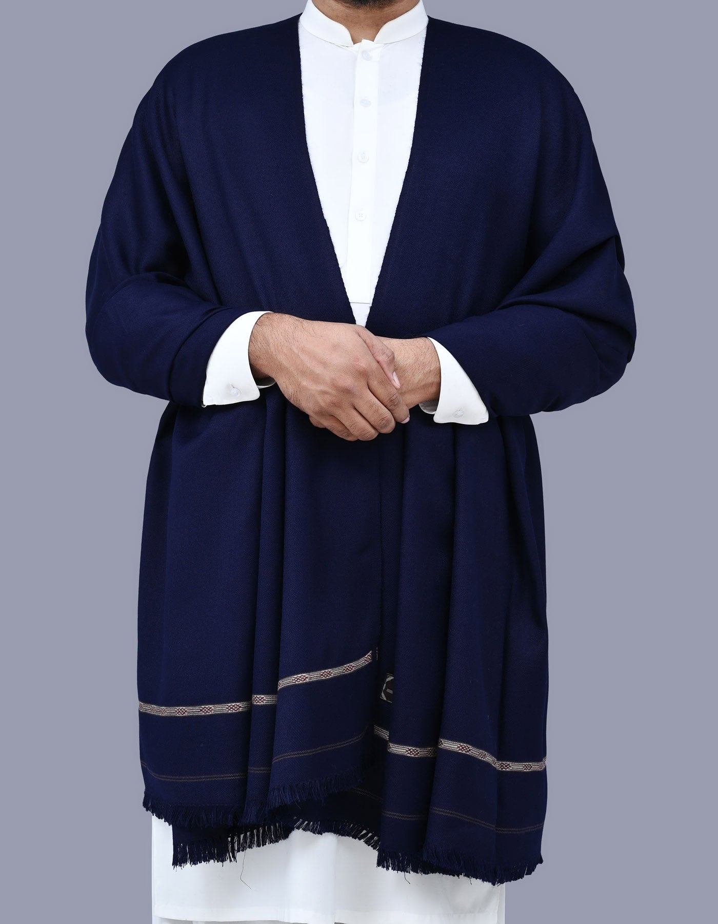 Navy Plain 100% Acrylic Men Shawl