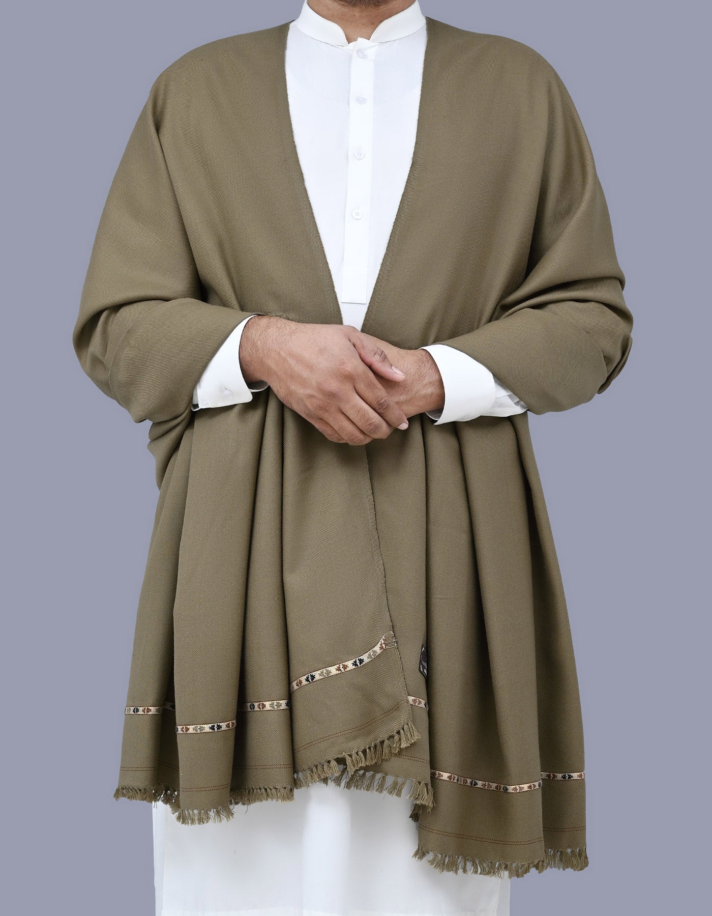 Brown Plain 100% Acrylic Men Shawl