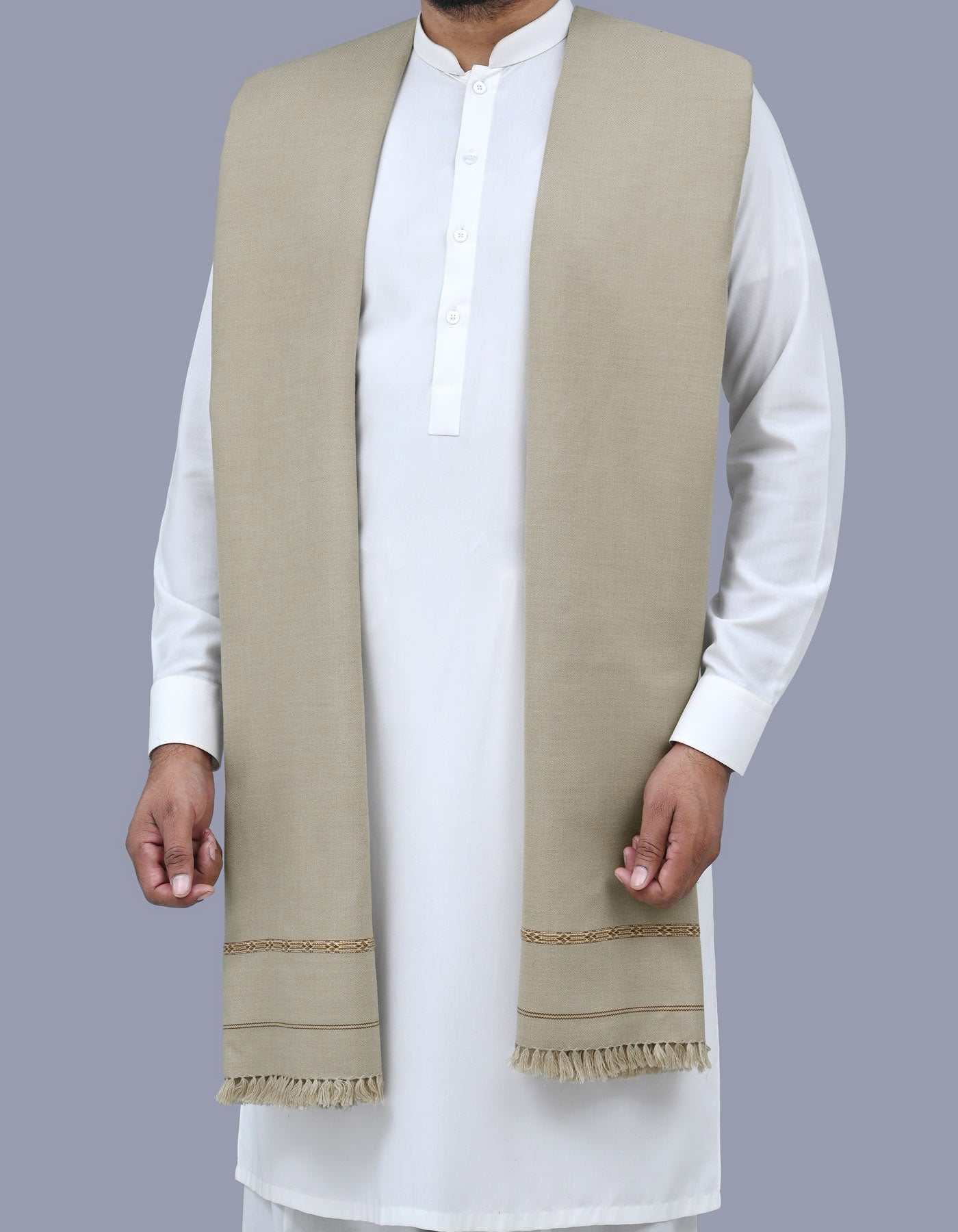 Grey Plain 100% Acrylic Men Shawl