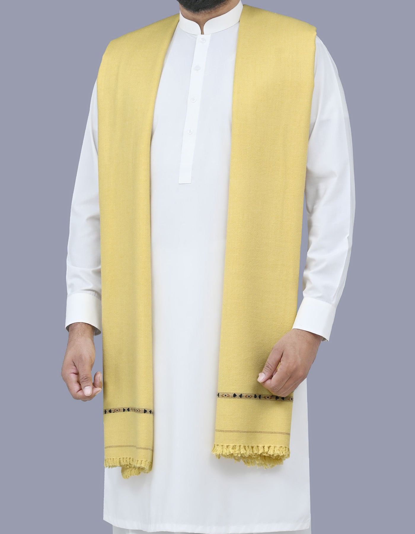 Beige Plain 100% Acrylic Men Shawl