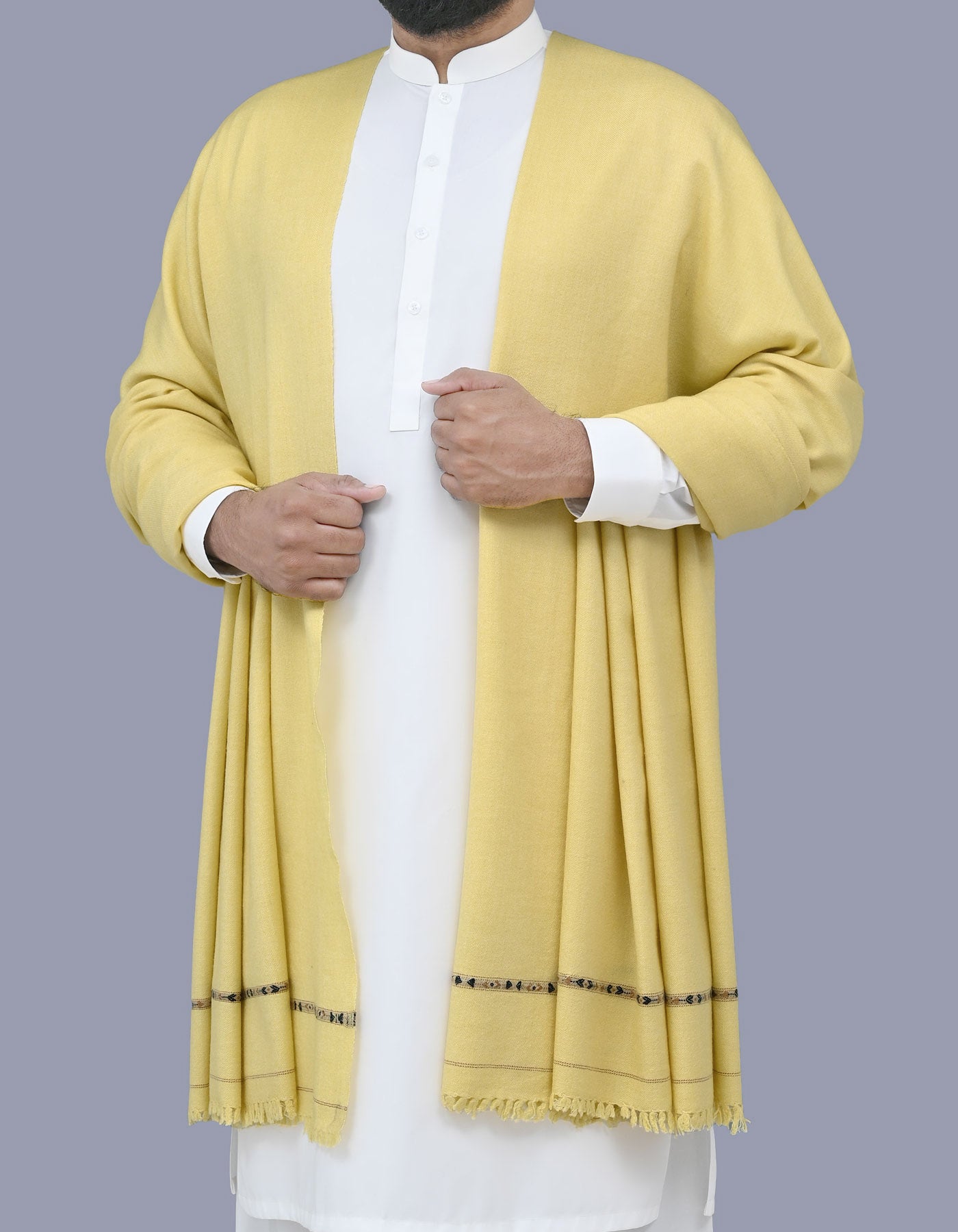 Beige Plain 100% Acrylic Men Shawl
