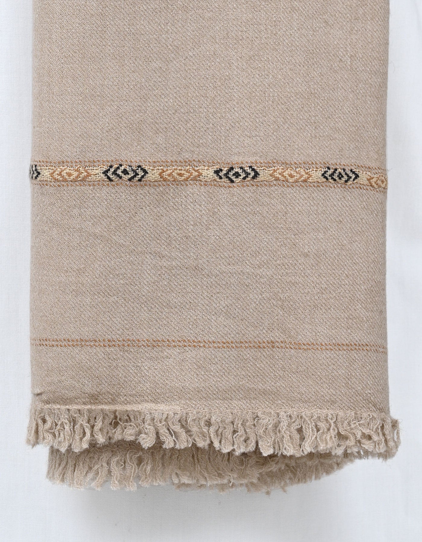 L Brown Plain Wool Blend Men Shawl