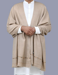 L Brown Plain Wool Blend Men Shawl