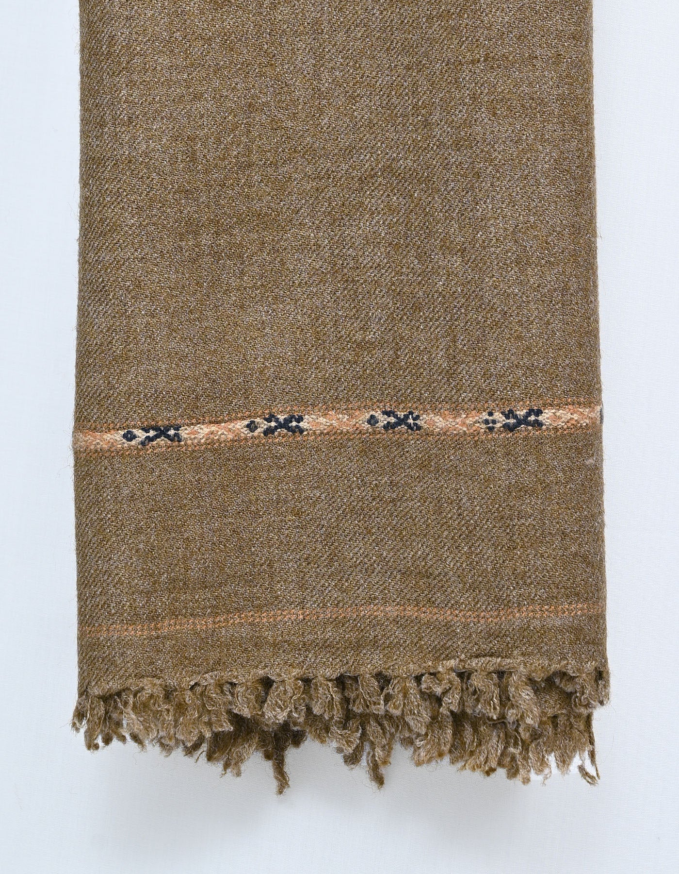 Olive Plain Wool Blend Men Shawl