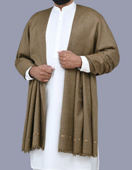 Olive Plain Wool Blend Men Shawl