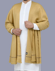 Khaki Plain Wool Blend Men Shawl