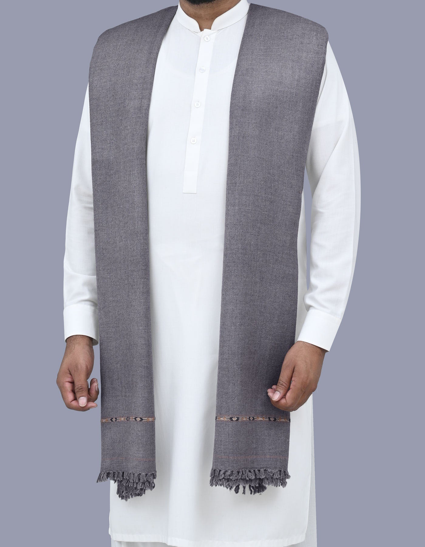D Grey Plain 100% Acrylic Men Shawl