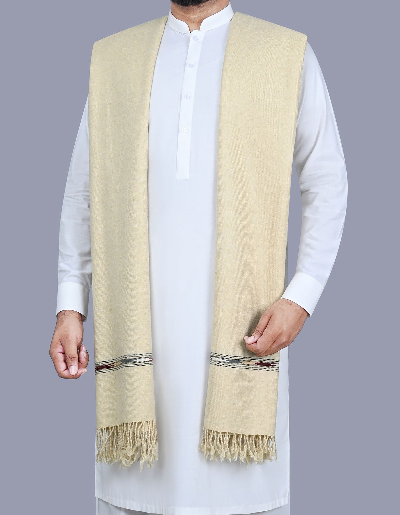 Skin Plain Wool Blend Men Shawl