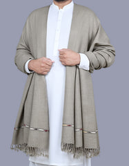Grey Plain Wool Blend Men Shawl