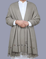 Grey Plain Wool Blend Men Shawl