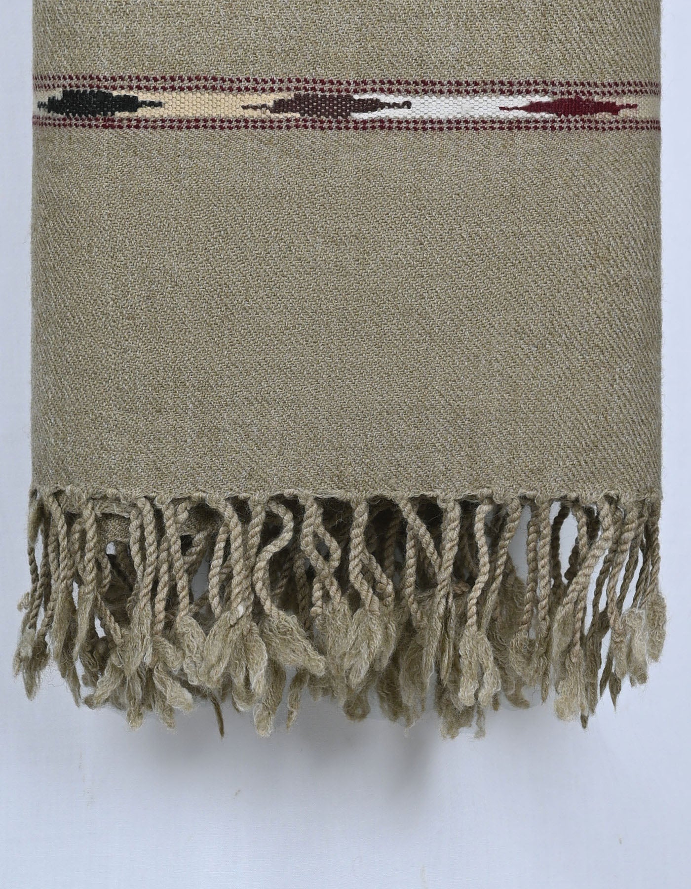 L Olive Plain Wool Blend Men Shawl
