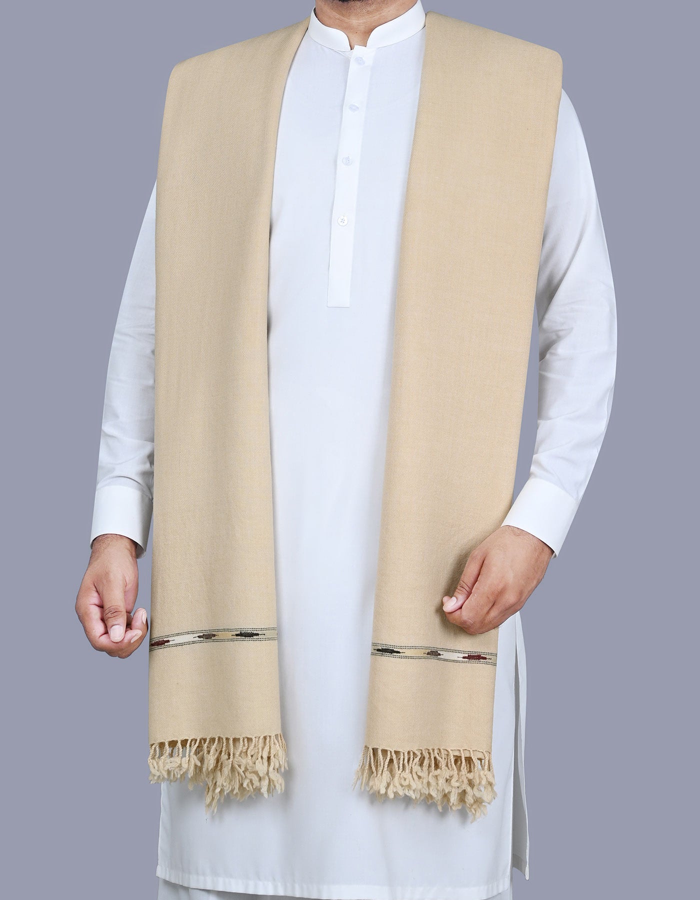 D Fawn Plain Wool Blend Men Shawl