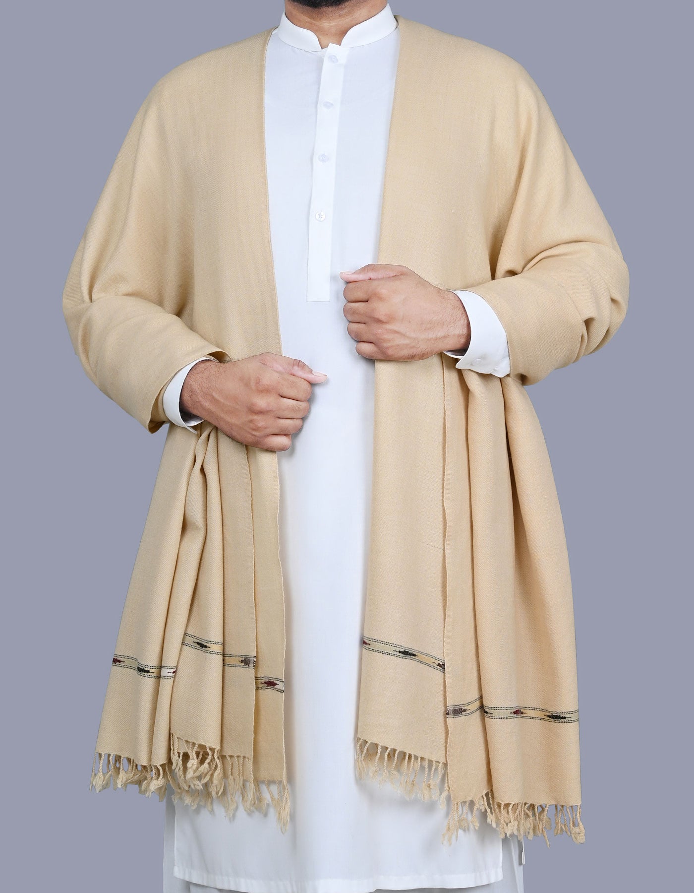 D Fawn Plain Wool Blend Men Shawl
