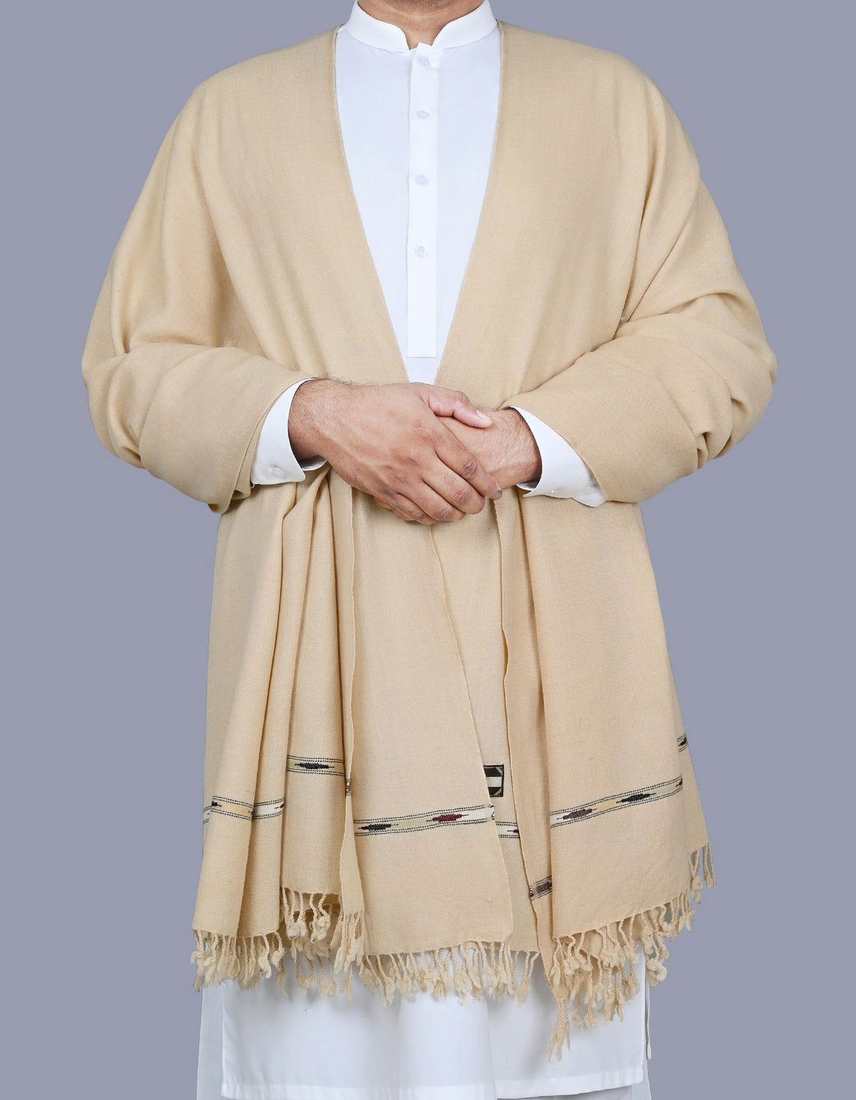 D Fawn Plain Wool Blend Men Shawl