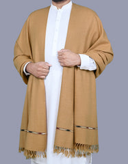 Camel Plain Wool Blend Men Shawl