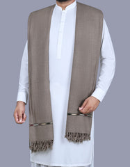 D Brown Plain Wool Blend Men Shawl