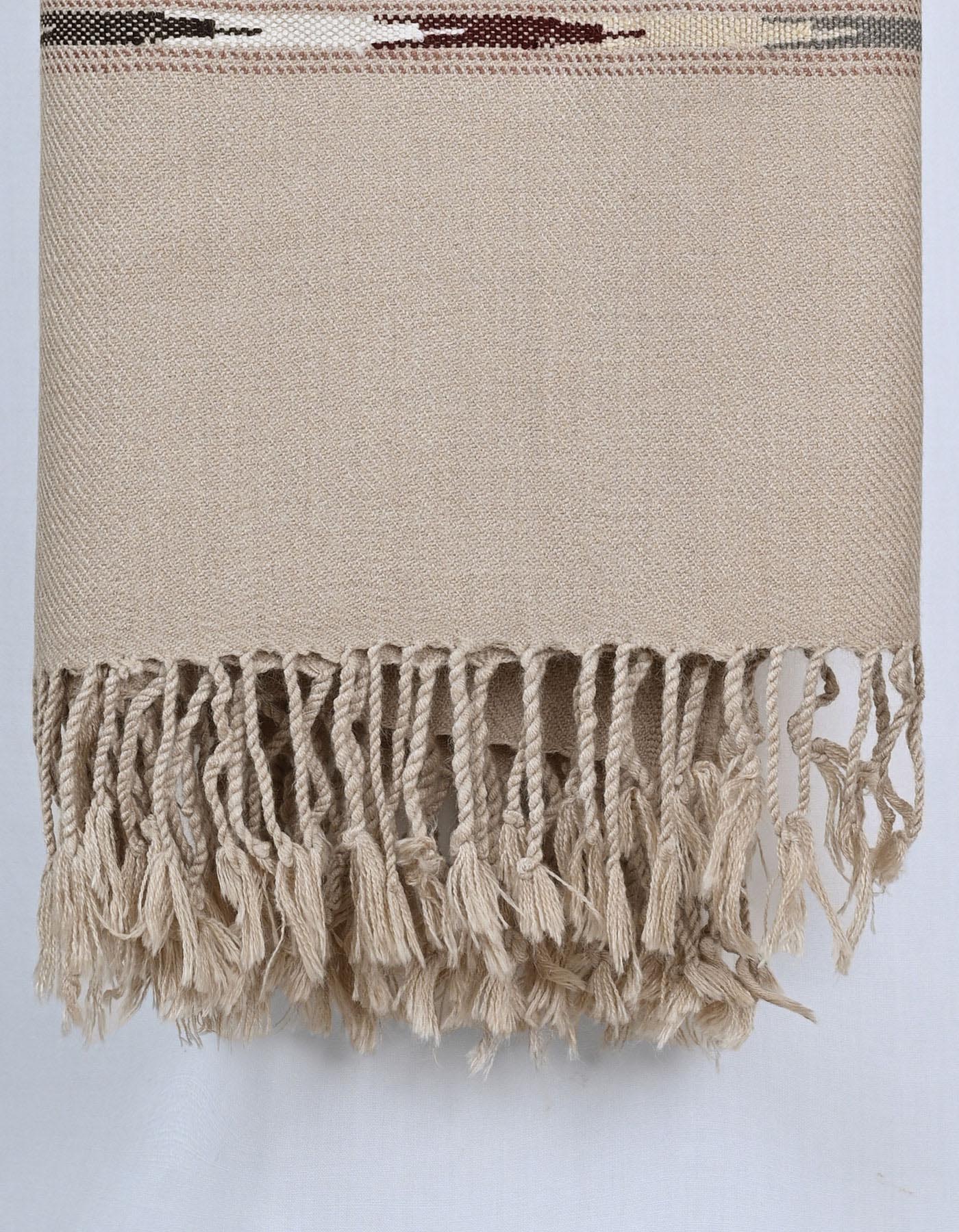 L Brown Plain Wool Blend Men Shawl