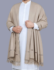 L Brown Plain Wool Blend Men Shawl