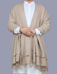 L Brown Plain Wool Blend Men Shawl